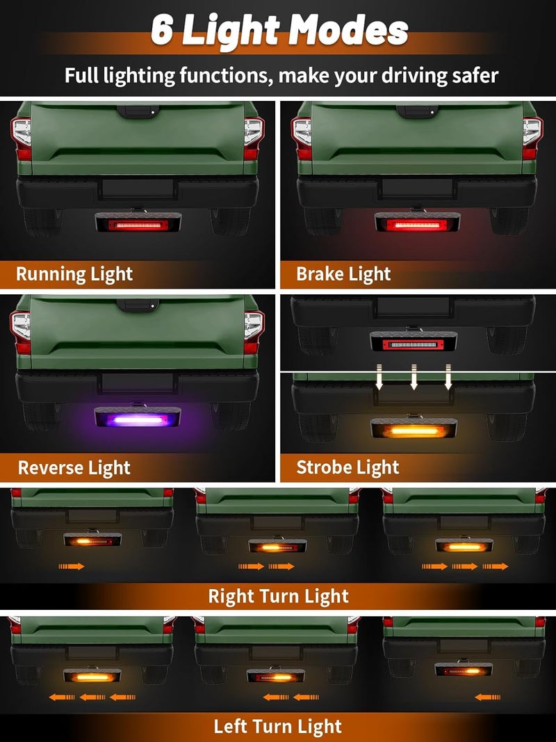 VKU Hitch Step for 2” Receiver with Light 108 LED Brake Lighting(6 Mode) Steel Construction Powder Matte Coated Towing for Trucks Chevy Ford Toyota GMC Dodge RAM Jeep ATVs SUVs Vans 450lbs Max Load - Image 2